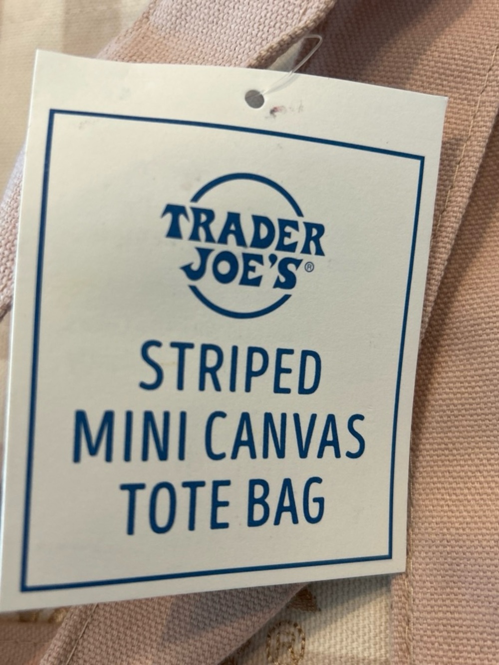 Trader Joe's Tan/Brown Striped Mini Canvas Tote Bag - Picture 4 of 4
